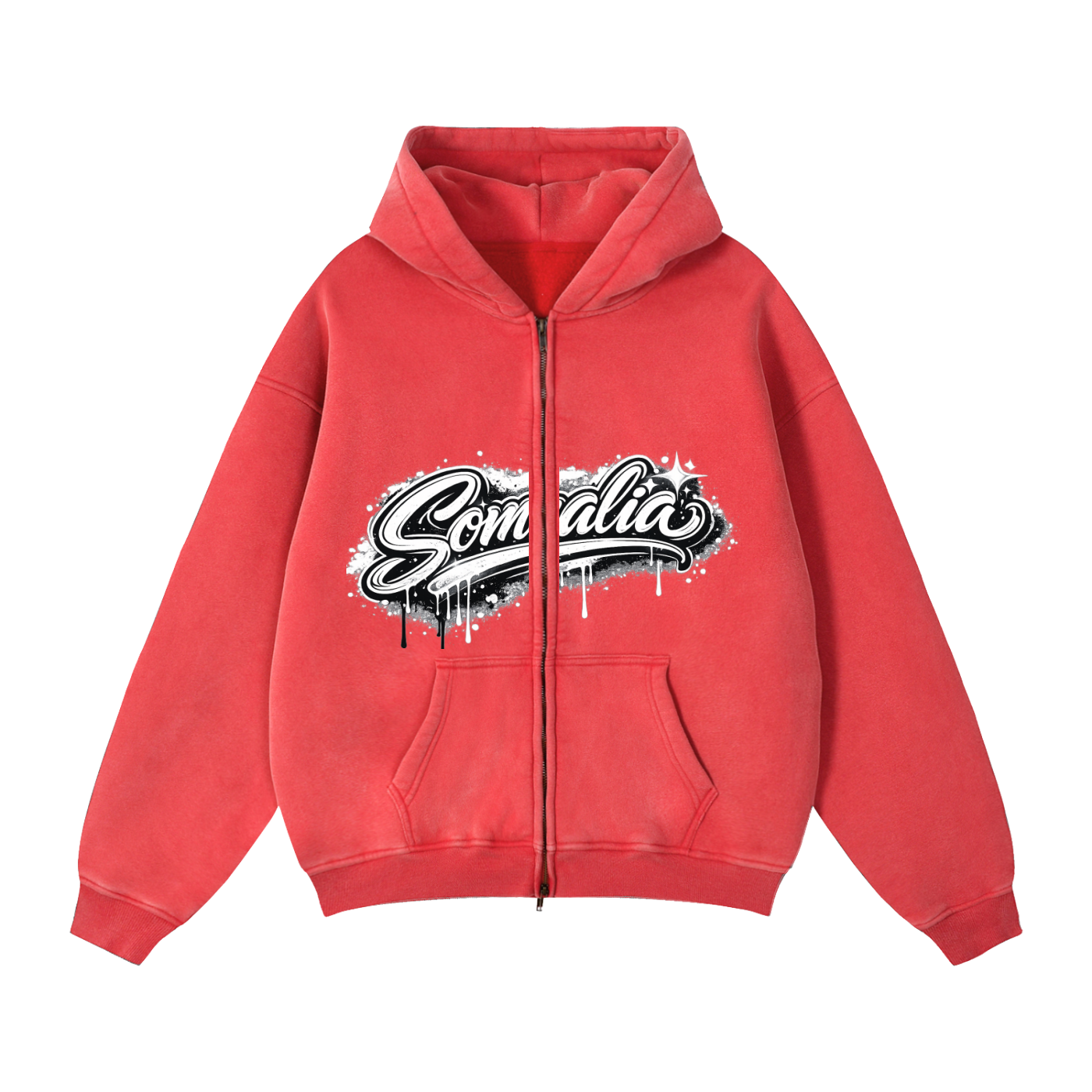 SomaliéClo Zip-Through Boxy Fleece Hoodie