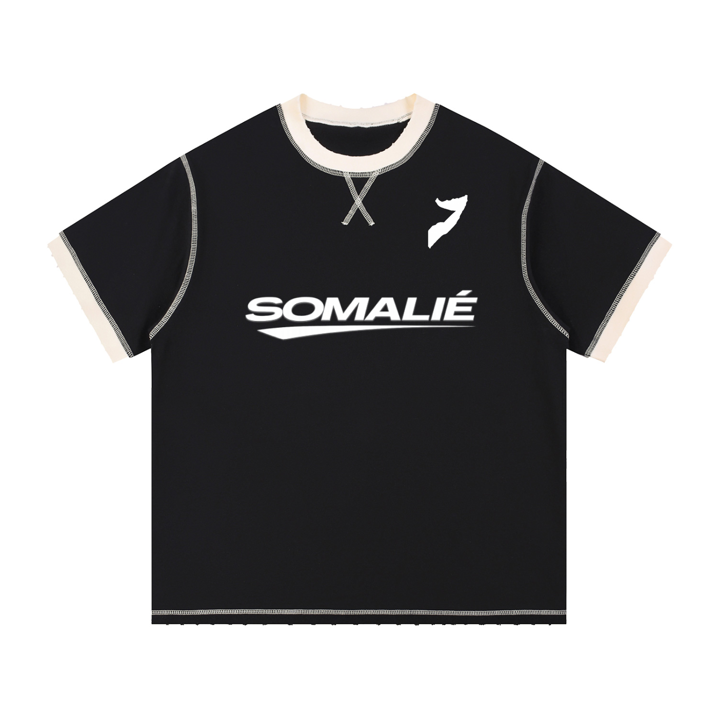 SomaliéClo Contrast-Stitched Cotton T-Shirt