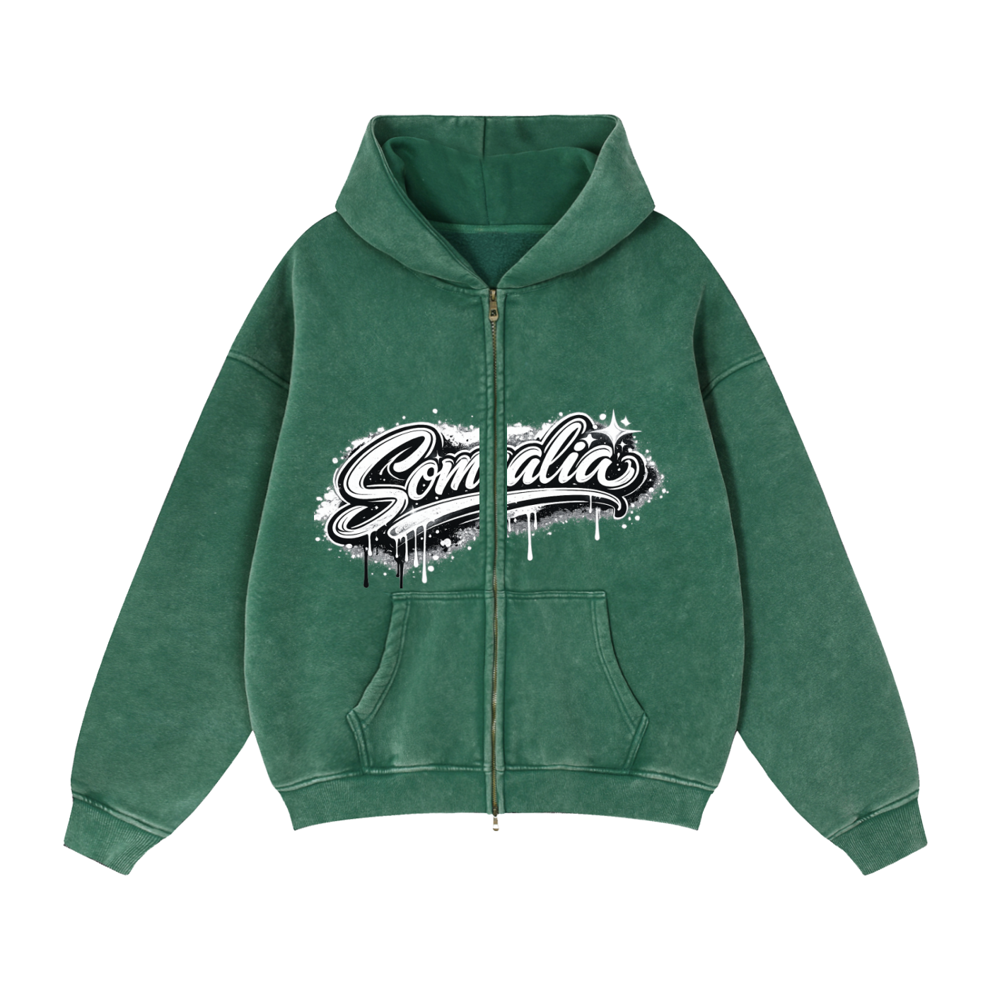 SomaliéClo Zip-Through Boxy Fleece Hoodie